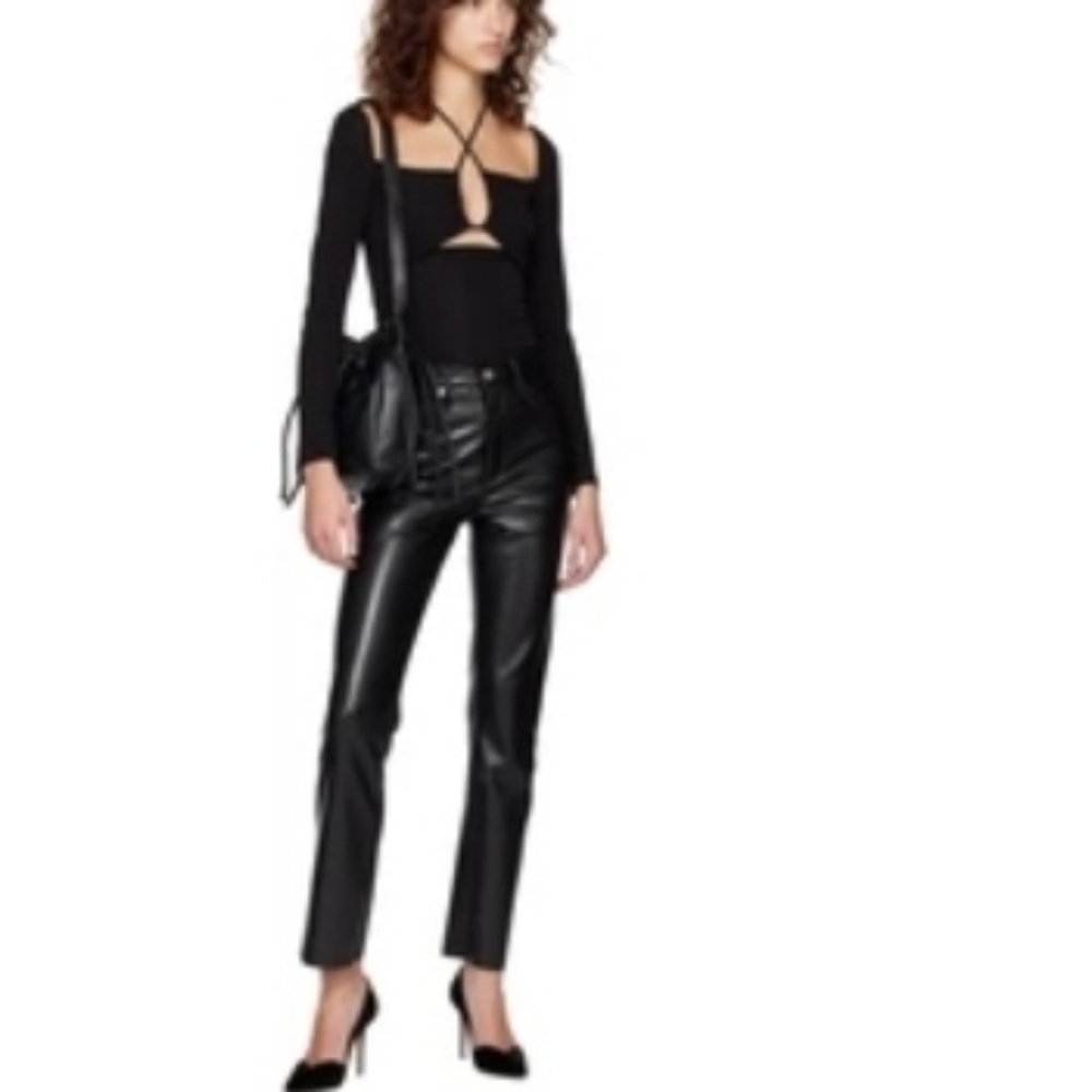 Frame Black "Le High N Tight" Leather Pants